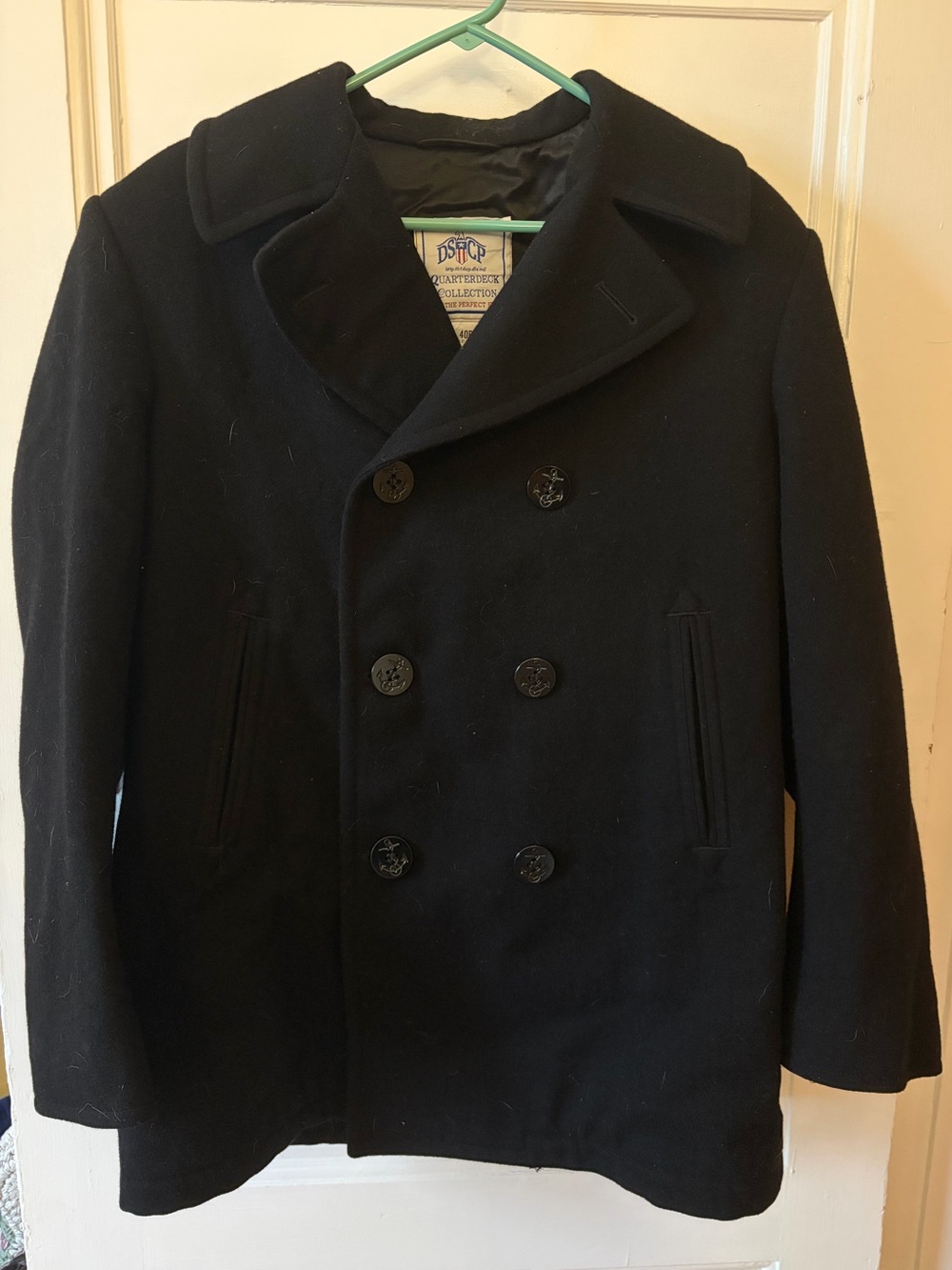 🌻DSCP Men's Black Double-Breasted Peacoat Jacket